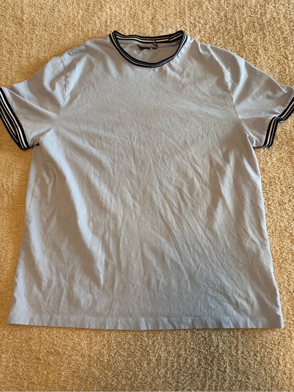 ASOS DESIGN Light Blue Crewneck T-Shirt Stripe Trim Men's Size XL